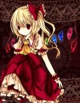  ascot blonde_hair bow flandre_scarlet hair_bow highres renka913 short_sleeves side_ponytail solo the_embodiment_of_scarlet_devil touhou wings wrist_cuffs 