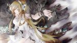  blonde_hair cable chain chains closed_eyes dress eyes_closed headphones highres lily_(vocaloid) long_hair nail_polish solo tyouya vocaloid 