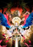  angel demon gloves green_eyes halo horns kiryuu_tsukasa_(citrocube) original sword teru_ryuuji weapon wings 