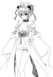  ar_tonelico_i bad_id braid breasts cleavage collar detached_sleeves gust hair_ornament misha_arsellec_lune monochrome ogera_okera solo thigh-highs thighhighs twin_braids yin_yang 