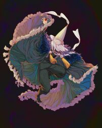  1other ambiguous_gender cloak covered_face flask full_body fur_trim green_cloak hat highres holding holding_flask iguin_(tongari_boushi_no_atelier) mask tongari_boushi_no_atelier wizard_hat wyrmsfornerves 