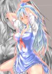  ant_of_spirit antofspirit blue_hair breasts cleavage face kamishirasawa_keine long_hair solo touhou zoom_layer 