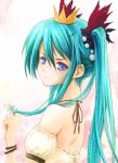 :t blue_eyes crown garters hair_twirling hatsune_miku highres les pout ribbon twintails vocaloid world_is_mine_(vocaloid) 