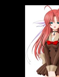  1girl 2000s_(style) :o antenna_hair aqua_eyes blush bow choker game_asset hair_ribbon half-closed_eyes jewelry large_variant_set long_hair long_sleeves mahou_senshi_(series) mahou_senshi_princess_tear non-web_source official_art open_mouth pendant pleated_skirt red_hair ribbon saitou_natsuki school_uniform self-datamine simple_background skirt solo tachi-e tearna_lilian_transylveil transparent_background variant_set 