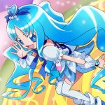  blue_eyes blue_hair boots bow cure_marine hair_ornament haruyama heartcatch_precure! jewelry kurumi_erika long_hair lowres magical_girl no_panties precure solo sparkle thighhighs very_long_hair 