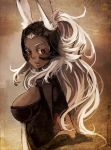  armor breasts bunny_ears dark_skin female final_fantasy final_fantasy_xii fran hanabi01 hanabi_(artist) helmet long_hair orange_eyes rabbit_ears red_eyes solo viera white_hair 