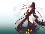  ass bare_back bayonetta bayonetta_(character) beauty_mark black_hair bodysuit female fungus_(pixiv20523) glasses green_eyes gun hair_bun long_hair looking_back mole red_ribbon ribbon solo very_long_hair 