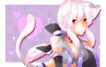  cat_ears long_hair midriff minato_usagi red_eyes silver_hair tattoo vocaloid voyakiloid yowane_haku 