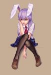  animal_ears bunny_ears geister highres necktie pantyhose purple_hair red_eyes reisen_udongein_inaba sitting touhou 