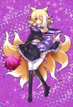  blonde_hair boots detached_sleeves fox_ears fox_tail multiple_tails short_hair tail thigh-highs thighhighs tomcho touhou yakumo_ran yellow_eyes 
