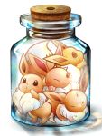  bottle catsbell cork eevee fur hole in_container jar no_humans pokemon pokemon_(creature) shiny 
