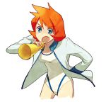  competition_swimsuit fang green_eyes gym_leader kasumi_(pokemon) kasumi_(pokemon)_(hgss) megaphone one-piece_swimsuit orange_hair pokemon pokemon_(game) pokemon_gsc pokemon_hgss swimsuit 