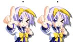  foreshortening hiiragi_tsukasa lucky_star pointing purple_hair rindou_(awoshakushi) school_uniform serafuku short_hair stereogram stereoscopy wink 