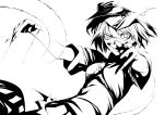  fingernails hands hat highres leaning_back long_fingernails looking_at_viewer miyako_yoshika monochrome nail ofuda onigunsou outstretched_arms simple_background solo star touhou white white_background 