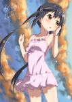  black_hair blush brown_eyes dress errant frilled_dress frills k-on! long_hair nakano_azusa sleeveless sundress twintails 