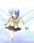  angel_beats! asahi_(ge_nyu) bad_id blazer blue_hair hand_sonic highres long_hair school_uniform tachibana_kanade tachibana_kanade wings yellow_eyes 