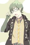  amaimon ao_no_exorcist fang glasses gloves green_eyes green_hair male necktie open_mouth pointy_ears school_uniform short_hair solo 
