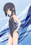  brown_eyes competition_swimsuit errant flat_chest hand_on_hip hips k-on! long_hair looking_at_viewer nakano_azusa one-piece_swimsuit swimsuit twintails 