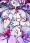  bow fangs gloves head_out_of_frame highres kaname_madoka lying magical_girl mahou_shoujo_madoka_magica murachiki on_back open_mouth pain pink_hair solo soul_gem spoilers submerged water white_gloves 