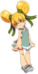  alternate_costume alternate_hairstyle android bare_shoulders blonde_hair capcom doll_joints green_eyes robot rockman rockman_(classic) roll shoes solo stere&omega; 
