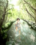  copyright_request forest grass light nature reflection river short_hair simond smile solo stone tree water wet wink 