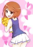  1girl brown_eyes brown_hair cheerleader chuunibyou_demo_koi_ga_shitai! cosplay i.u.y kinuhata_saiai pom_poms short_hair to_aru_kagaku_no_railgun to_aru_majutsu_no_index 