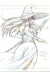  ass bare_shoulders detached_sleeves dragon&#039;s_crown dragon's_crown dress hat highres long_hair side_slit sketch solo sorceress_(dragon&#039;s_crown) sorceress_(dragon's_crown) staff strapless_dress vanillaware witch_hat yamazaki_(now_printing) 