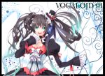  black_hair dress green_eyes hat hatsune_miku hazuki_touya highres kyougoku_touya long_hair mini_top_hat open_mouth solo top_hat vocaloid 