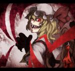  ascot blonde_hair bow face female flandre_scarlet gem hat hat_bow highres red_eyes sharp_teeth solo the_embodiment_of_scarlet_devil touhou wings zimu 
