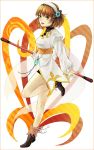  braid brown_hair coat flower green_eyes hairband leia_roland lotter75 ribbon shoes short_hair smile solo standing_on_one_leg tales_of_(series) tales_of_xillia wand white_hairband 