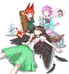  animal_ears arm_cannon bandage bandages blush bow box braid brown_eyes brown_hair cat_ears closed_eyes cotton_ball cuts dress eyes_closed feathers first_aid_kit hair_bow hairband heart injury kaenbyou_rin komeiji_satori long_hair lying multiple_girls red_eyes red_hair redhead reiuji_utsuho seiza short_hair simple_background sisenshyo sitting skirt sweatdrop third_eye thought_bubble touhou translated translation_request tweezers twin_braids weapon white_background wince wings zombie_fairy 