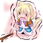  animal_ears blonde_hair cat_ears cat_tail chibi extra_ears hoshizuki_(seigetsu) kemonomimi_mode mizuhashi_parsee open_mouth puru-see scarf solo stick tail touhou trembling 