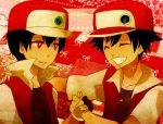  2boys black_hair dual_persona multiple_boys pokemon red_(pokemon) red_(pokemon)_(classic) red_eyes 