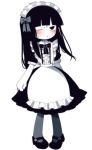  bad_id black_hair blush bow hair_bow long_hair maid maid_headdress mary_janes mogeko mogeko_(okegom) monoe pantyhose shoes simple_background solo wink yume_nikki 