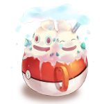  closed_eyes coffee_mug eyes_closed food ice_cream no_humans poke_ball pokemon rigu_(what_will_be_will_be!) vanilluxe 