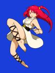  ankle_lace_up barefoot cross-laced_footwear dress feet fighting_stance jewelry magi_the_labyrinth_of_magic morgiana necklace red_hair redhead white_dress 