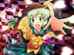  bow eyeball flower green_eyes green_hair hat heart komeiji_koishi open_mouth short_hair skirt smile solo third_eye torisuke_(koinohito) touhou 