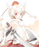  animal_ears drawr face h322 hat inubashiri_momiji oekaki red_eyes ritz_(h322) short_hair solo sword tokin_hat touhou weapon white_hair wolf_ears 