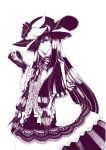  alternate_costume book crescent dress flower hair_ribbon hat hat_flower i-la long_hair monochrome patchouli_knowledge ribbon rose solo touhou transparent_background very_long_hair vest wide_sleeves 