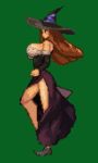  2d ass brown_hair dragon&#039;s_crown dragon's_crown dress hat large_breasts long_hair lowres pixel_art side_slit solo sorceress_(dragon&#039;s_crown) sorceress_(dragon's_crown) strapless_dress vanillaware witch_hat 