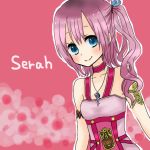  blue_eyes character_name final_fantasy final_fantasy_xiii final_fantasy_xiii-2 hair_ornament jewelry long_hair necklace pink_hair serah_farron side_ponytail smile solo uver32 