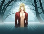  barnaby_brooks_jr blonde_hair glasses green_eyes highres male nanako_m open_clothes open_shirt shirt solo tiger_&amp;_bunny water wet 