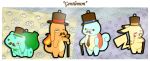  bowtie bulbasaur cane charmander chibi clothed_pokemon facial_hair fire glasses hat heart monocle mustache necktie no_humans parody pikachu pipe pluffers pokemon pokemon_(creature) pokemon_(game) pokemon_rgby pun squirtle top_hat 