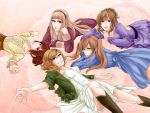  5girls america_(hetalia) axis_powers_hetalia blonde_hair blue_eyes boots brown_eyes brown_hair china_(hetalia) fonin france_(hetalia) genderswap glasses green_eyes hair_ornament hairclip highres multiple_girls purple_eyes russia_(hetalia) twintails united_kingdom_(hetalia) violet_eyes 