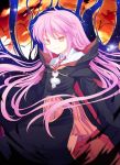  alice_soft character_request evil_grin evil_smile grin highres kurusu_miki long_hair pink_hair rance_(series) red_eyes sengoku_rance slit_pupils smile solo star_(sky) tri 