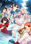  ano_hi_mita_hana_no_namae_wo_bokutachi_wa_mada_shiranai bucket casual dutch_angle hisakawa_tetsudou honma_meiko matsuyuki_atsumu momiji_mao shorts sleeves_rolled_up splash splashing tsurumi_chiriko water_gun wet wet_clothes yadomi_jinta 