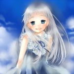  blue_eyes dress hibarin honma_meiko long_hair rira_fuuka silver_hair tears 