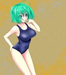  blue_eyes green_hair highres niwaka original school_swimsuit short_hair swimsuit 