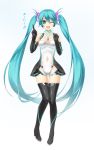  ;d aqua_eyes aqua_hair boots elbow_gloves full_body gloves hatsune_miku highres long_hair navel open_mouth pointing project_diva race_queen racequeen simple_background smile solo thigh-highs thigh_boots thighhighs twintails very_long_hair vocaloid wacchi wink 