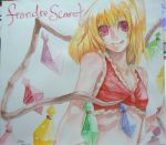  :q adult bare_shoulders bikini blonde_hair crystal face flandre_scarlet john_marica photo ranguage red_eyes short_hair signature smile solo swimsuit the_embodiment_of_scarlet_devil tongue touhou traditional_media typo watercolor_pencil_(medium) wings 